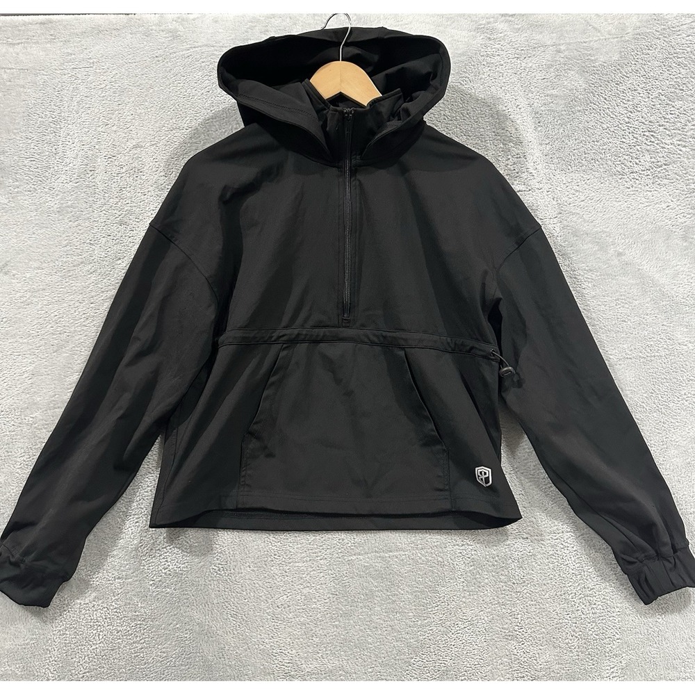 Born Primitive Long Sleeve Half Zip Jacket Women L Black Activewear